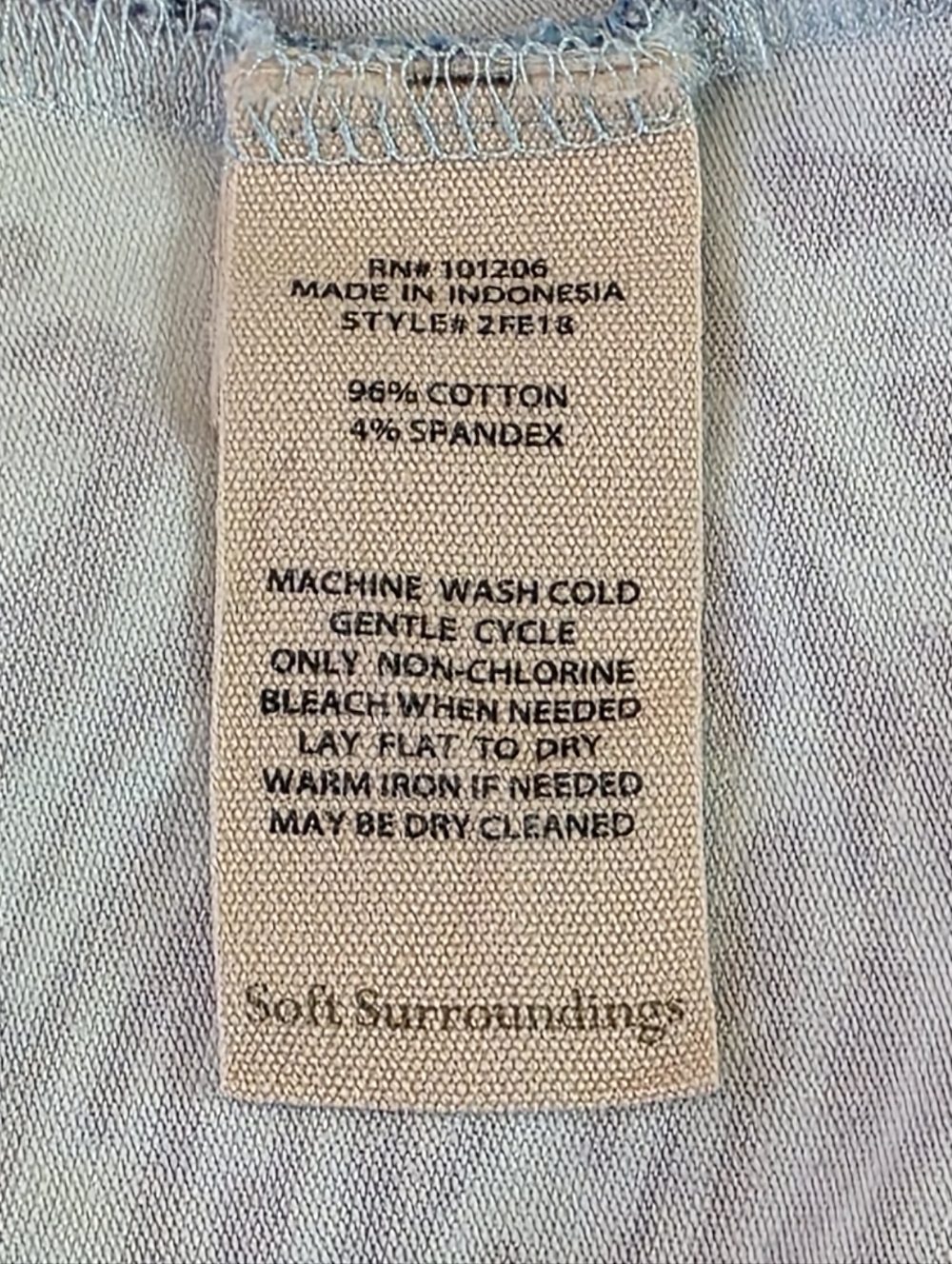 Soft Surroundings Blue & Teal Isabel Tropical Floral Printed Tunic Tee Size L - Picture 6 of 6